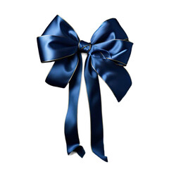 Blue ribbon bow isolated on transparent background. generative ai.