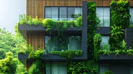 Sustainable office building uses ecofriendly design to blend with natural surroundings. Concept Sustainable Architecture, Ecofriendly Design, Natural Environment, Office Building, Green Construction