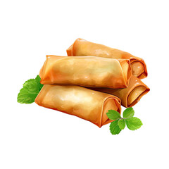 delicious spring rolls, isolated on transparent background.
