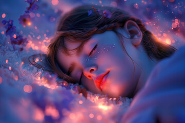Sleeping and dreaming girl.