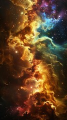 Fototapeta na wymiar Ethereal Cosmic Nebulae Painting in Warm Hues. 