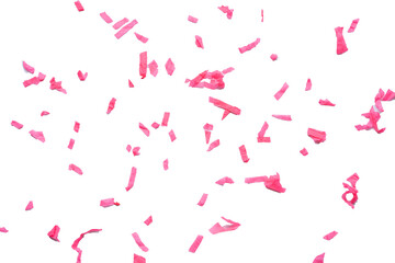 Pink confetti confetti on white or transparent background.