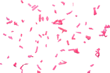 Pink confetti confetti on white or transparent background.