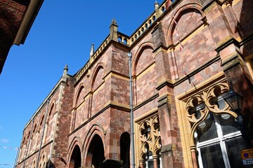 Part of the Royal Albert Memorial Museum and Art Gallery along Queen Street in the city centre, Exeter, Devon, UK, Europe.