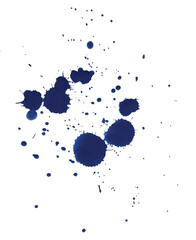 Blue big blots with splashes on a white background
