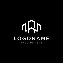 Letter WA or AW and building logo concept vector icon