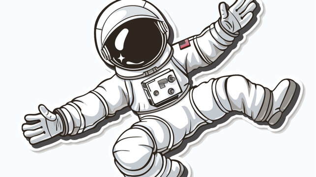Sticker of a happy cartoon astronaut