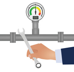 Hand hold wrench key. vector