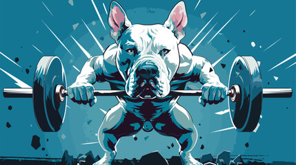 Vector illustration of a strong bullterrier with big background - obrazy, fototapety, plakaty