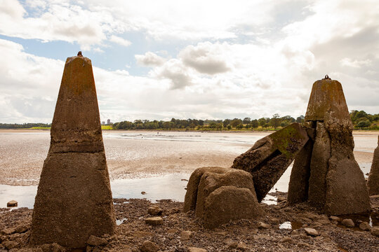 Cramond Island causeway at low tide, Edinburgh, Scotland