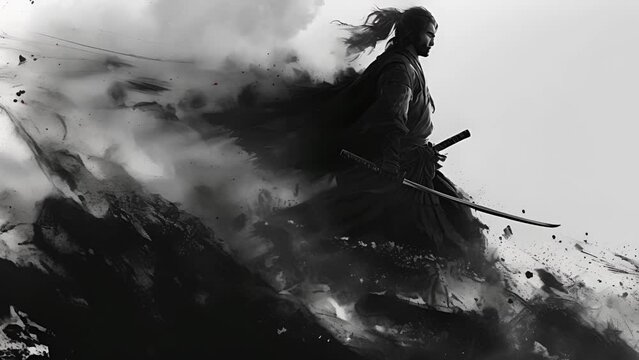 躍動感ある侍の立ち姿,Generative AI 