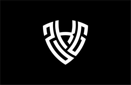 ZKG creative letter shield logo design vector icon illustration