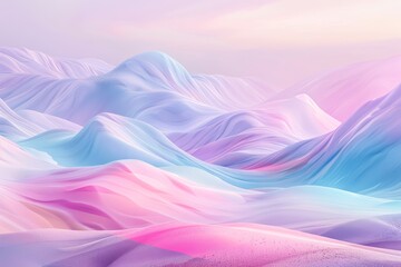 Dreamlike landscape with soft pastel colored hills creating a calming and ethereal visual
