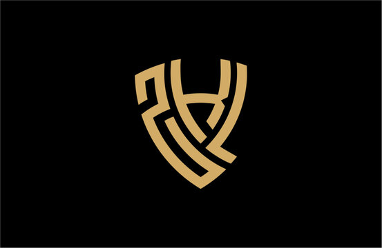 ZKL creative letter shield logo design vector icon illustration