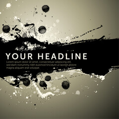 Grunge template: Dirty urban paint (Sprayed and dripping) in black and white on brown background (vectorized for easy color change)
