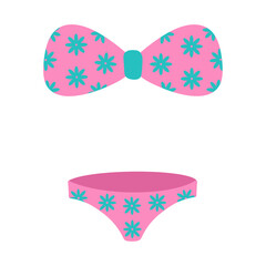 Floral Two-Piece Swimsuit Isolated on White