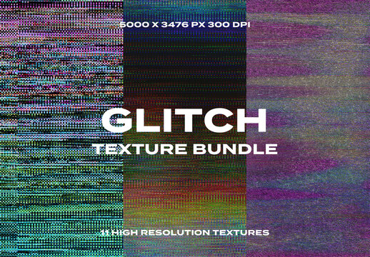 Glitch Screen VHS TV Display Overlay Texture Pack Bundle Effect Surface
