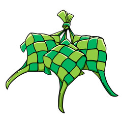 ketupat idul fitri eid mubarak vector kartun