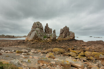 Joli paysage de mer à Plougrescant en Bretagne-France