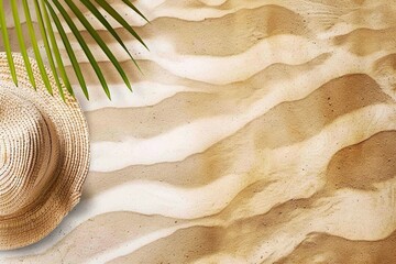 Sandy beach background top view with visible sand texture. Backdrop for mockups and advertising. generative ai. - obrazy, fototapety, plakaty