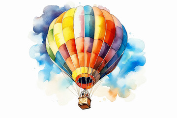 Obraz premium hot air balloon adorned with floral designs, floating gracefully in the sky