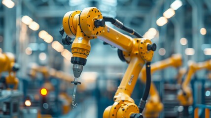 heavy automation robot arm machine in smart factory industrial.