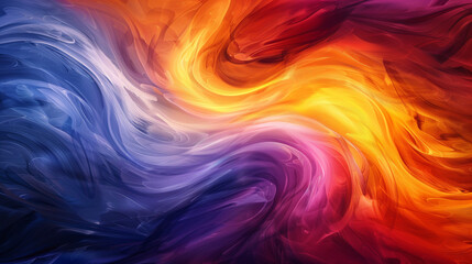 Vivid swirls of blue, purple, and fiery orange-red colors. - obrazy, fototapety, plakaty