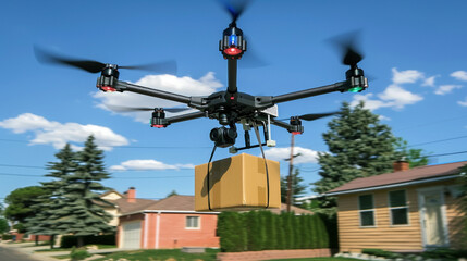 Fototapeta na wymiar Drone Delivery Service Transporting Packages