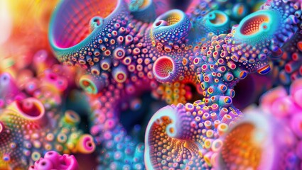 Biomechanical Bubbles: Colorful abstract background with intricate bubble patterns, inspired by nature and technology.