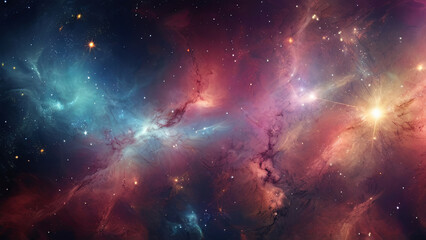 Colorful Space Galaxy Cloud Nebula: Exploring the Stary Night Cosmos. Generative AI. - obrazy, fototapety, plakaty