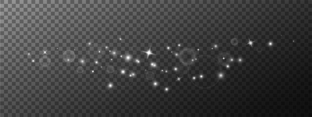 Vector illustration of yellow dust shining in sunlight, against a background of golden glitter and sparks. PNG