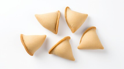 five fortune cookies on white background