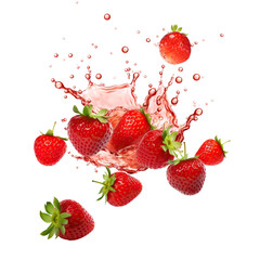 Delicious strawberries juice splash cut out
