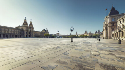 Naklejka premium Empty Plaza Before Majestic Architectural Landmark