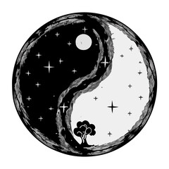  graphics black and white yin yang symbol - obrazy, fototapety, plakaty