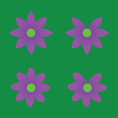 Drawing violet wild flowers on a green background