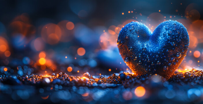 National Foster Care Month awareness concept with symbolic blue ribbon and heart, promoting foster family support and child welfare services