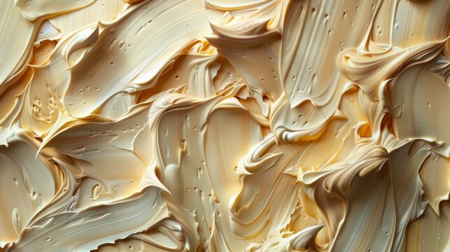 Detailed seamless texture photo of beige paint brush strokes.