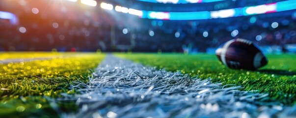 Sports betting concept. Rugby ball on football stadium. - obrazy, fototapety, plakaty