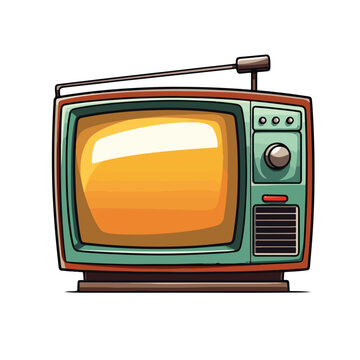 Old TV isolated on white background cartoon vector i