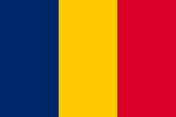 Close-up of vector graphic of blue, yellow and red national flag of African country of Chad. Illustration made February 9th, 2024, Zurich, Switzerland. - obrazy, fototapety, plakaty