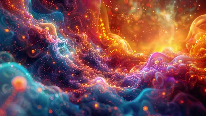 Schilderijen op glas Rainbow Nebula Landscape: A breathtaking abstract background with vibrant and colorful light, perfect for adding a touch of fantasy. © LIDIIA