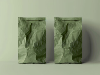 two green paper bag mockups