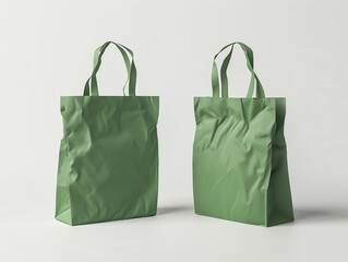 two green paper bag mockups