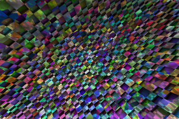 ABSTRACT BACKGROUND PATTERN DIMENSION TRENDY COLORFUL GEOMETRY DISTORTED EFFECT GRAPHIC TEXTURE. PERSPECTIVE SCIENCE ILLUSTRATION PRESENTATION DESIGN.