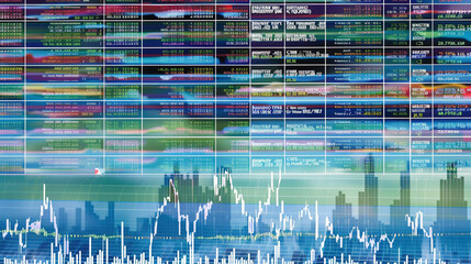 Financial Tickers and Headlines Collage - obrazy, fototapety, plakaty