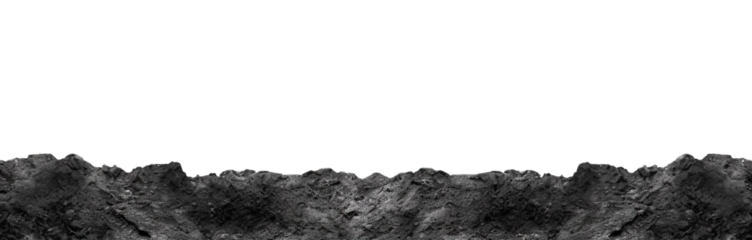 Rough surface of black soil, cut out