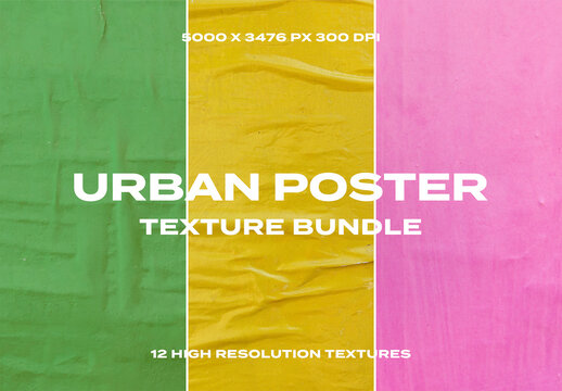 Urban Poster Paper Glued Street Overlay Texture Pack Bundle Effect Surface