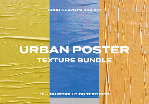 Urban Poster Paper Glued Street Overlay Texture Pack Bundle Effect Surface