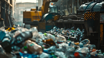 Close-up of high-tech machinery segregating materials at a recycling center